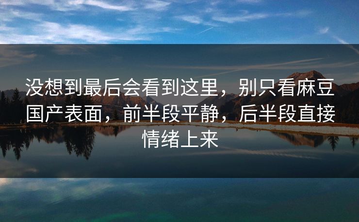 没想到最后会看到这里,别只看麻豆国产表面,前半段平静,后半段直接情绪上来 第1张 没想到最后会看到这里,别只看麻豆国产表面,前半段平静,后半段直接情绪上来 第1张