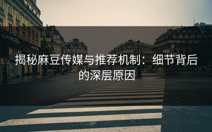 揭秘麻豆传媒与推荐机制：细节背后的深层原因  第1张